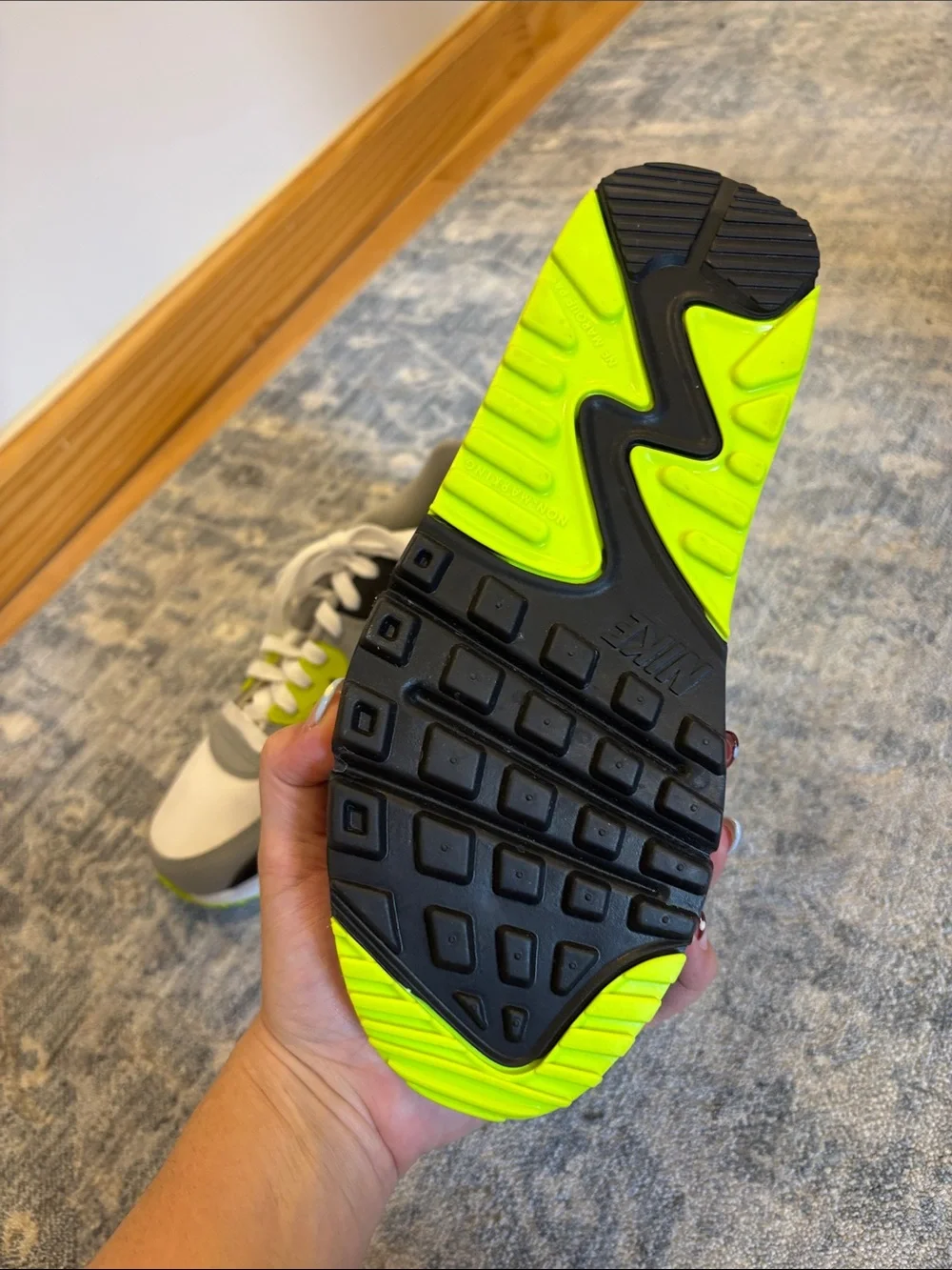Nike Kids White Gray Black Neon Yellow Sneakers